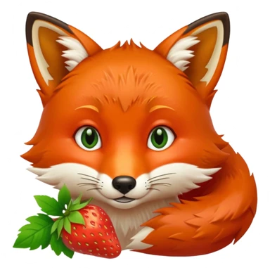 fox eating strawberries sticker