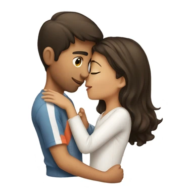 a brunette girl kissing a boy sticker