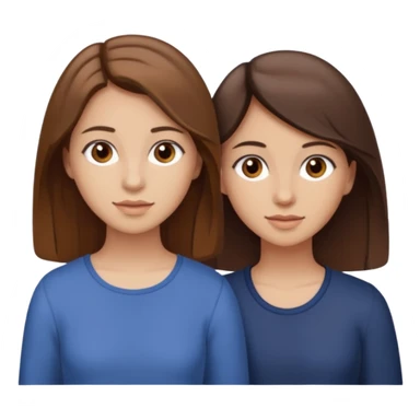 two sisters in their twenties; one has a slightly lighter complexion with lighter skin, brown eyes, and brown hair while the other is slightly tanner, brown eyes, and dark brown hair sticker