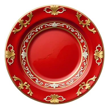 antique porcelain red plate  sticker