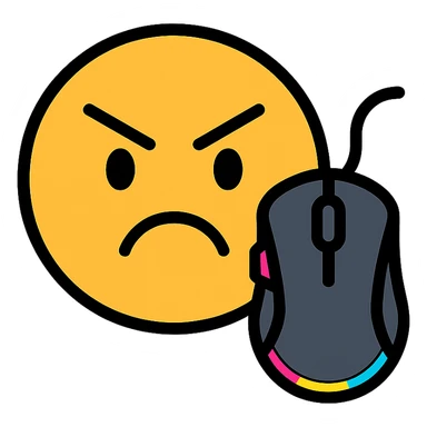 angry emoji with gaming mouse and RGB lighting sticker