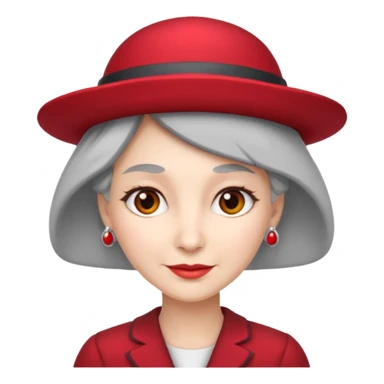 Ladies  Fancy  Red hat gray hair hat grayhair sticker