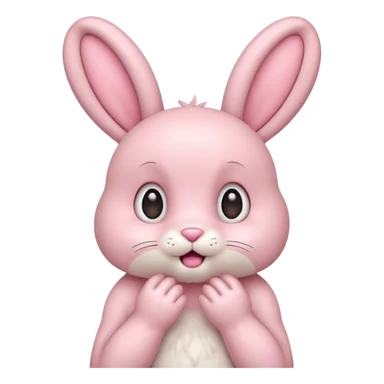 Pastel pink bunny, kawaii fluffy ears and body pretending to be shocked  sticker