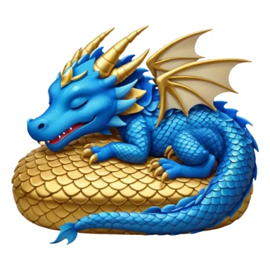 Blue dragon with gold accents sleeping with zzz sticker