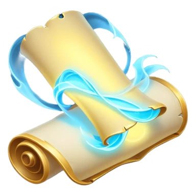 A magical scroll with glowing edges, partially unfurled
Sparkles or light effects around the edges
Color scheme: Parchment yellow with ethereal blue glow sticker