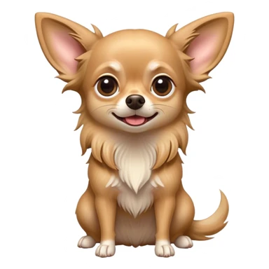 Cinematic Comical Long Haired Fawn Chihuahua Portrait Emoji, Head tilted dramatically with an exaggeratedly shocked or offended expression, long, silky fawn hair flowing with a vibrant sheen, wide, expressive dark eyes filled with exaggerated disbelief, Simplified yet hilariously expressive features, highly detailed, glowing with a slightly sassy glow, high shine, dramatic yet playful, stylized with an air of attitude, bright and endearing, soft glowing outline, capturing the essence of a sassy and over-the-top companion, so meme-worthy it feels like it could side-eye its way into internet fame instantly! sticker