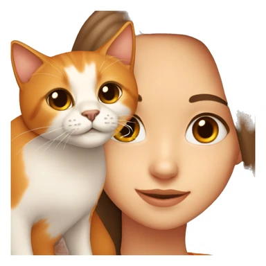  Girl with brown eyes and long brown hair with one orange cat and a Siamese cat sticker