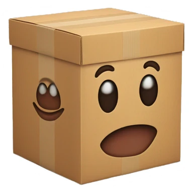 cardboard box with muscles arms sticker