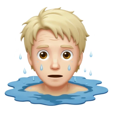 apple style emoji of a man with his face in a puddle after falling sticker