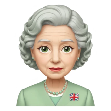Queen Elizabeth with grey hair and waves in pastel green clothes sticker