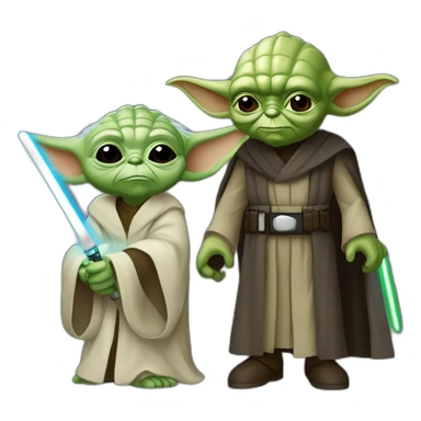 Yoda caresses Darke-vador avec le sabre laser sticker