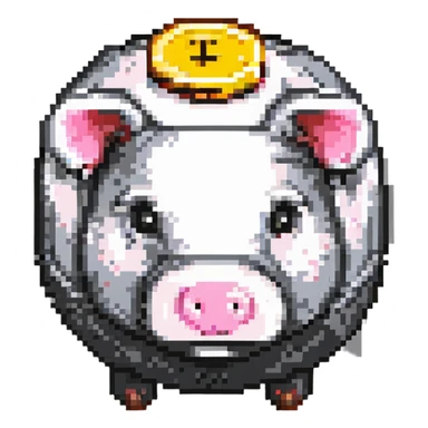 cute pink piggy bank with round snout and classic coin slot sticker