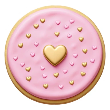 pink buttercream sugar cookie with gold heart sprinkles  sticker