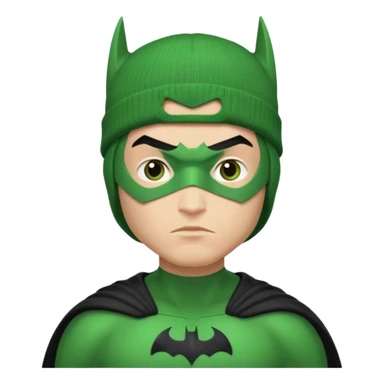green superhero with beanie batman sticker