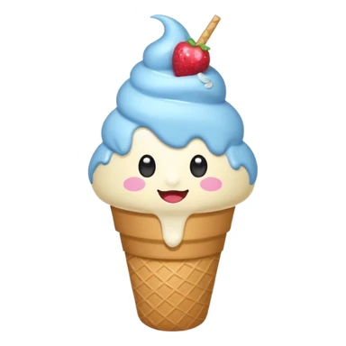 cono de helado de vainilla kawaii con ojitos sticker