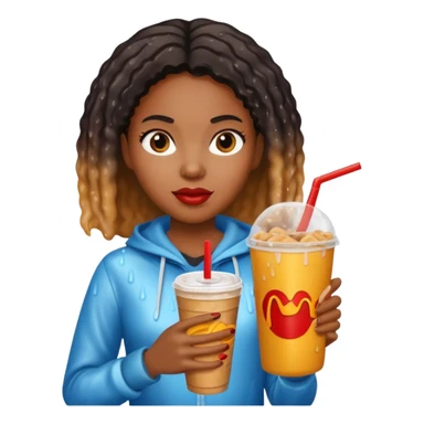 black woman holding fastfood drink sticker