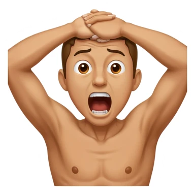 Guy yelling while grabbing his neck with both hands sticker