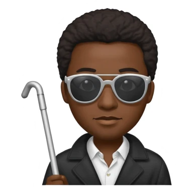 Homme noir avec lunette de soleil et canne blanche sticker