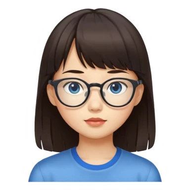 Asian girl with bangs and glasses with brunette blue eyed boy sticker