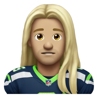 white seahawks fan with long blonde hair crying tears of sadness with a jersy that has the number 7 sticker