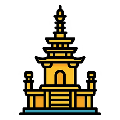 modern reinterpretation emoji of Dabotap pagoda, geometric and sleek form, harmony of tradition and modernity, easy to recognize icon style sticker
