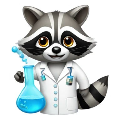 A raccoon doing chemistry in a lab coat  sticker