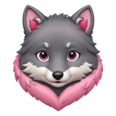 cute dark grey wolf inside heart sticker