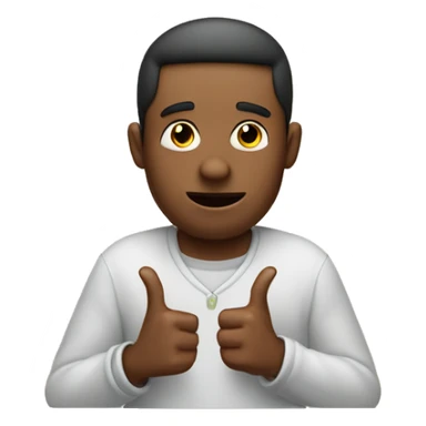 man shrug emoji with the ring finger and the middle finger being together and the index finger being closed and the pinkie being out. sticker