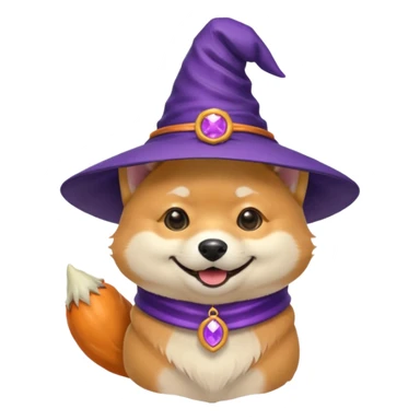 shiba dog wear purple wicth hat sticker