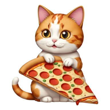 cat eating pizza sitting position sticker