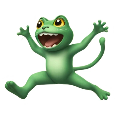 Cat jumping a frog sticker
