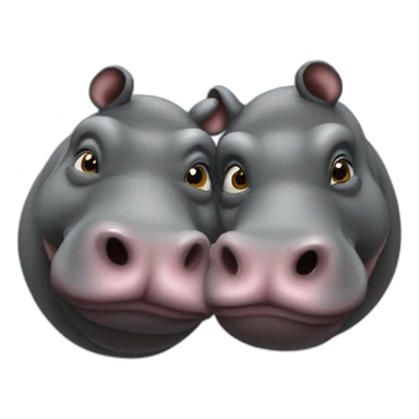 2 hippopotamus kiss sticker