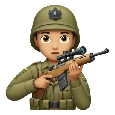 An army policeman aiming with a sniper rifle. sticker