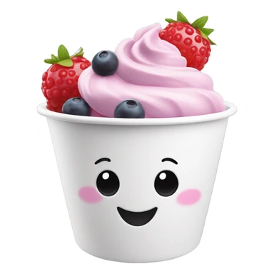 Berries in frozen yogurt swirled in a white cup sticker