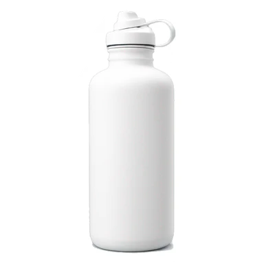 white water bottle with a rounded white lid and a flexible white handle strap that arches over the lid for easy carrying sticker