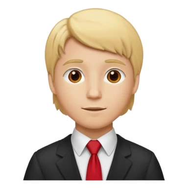 graduate student with red tie and blonde hair sticker