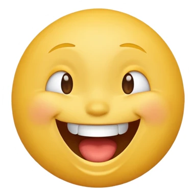 Emoji, yellow round laughing tilted head face sticker