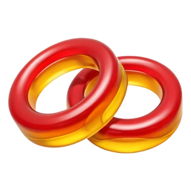 emoji de 2 gomitas en forma de aro una colo rojo y otra amarillo de muy gruesas  sticker