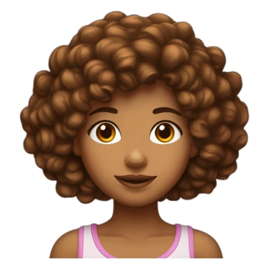 Fille avec des cheveux bouclés marron et avec un gros front et des grosses joues sticker