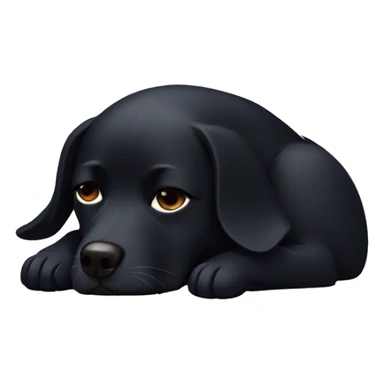 Black dog with pointy ears sleeping sticker