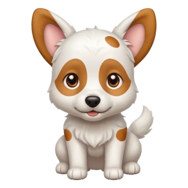 White dog with brown eyes and some long body and white ears with brown spots curved on the sides sticker