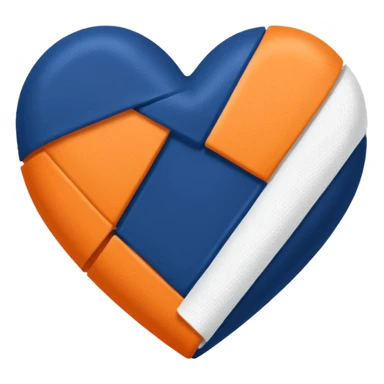 Half dark blue half orange heart split vertically, a white gauze bandage wrapped around the entire heart sticker