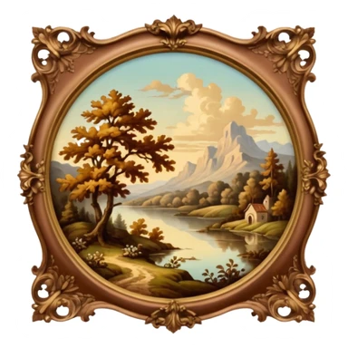 Vintage brown rococo painting art nature  sticker