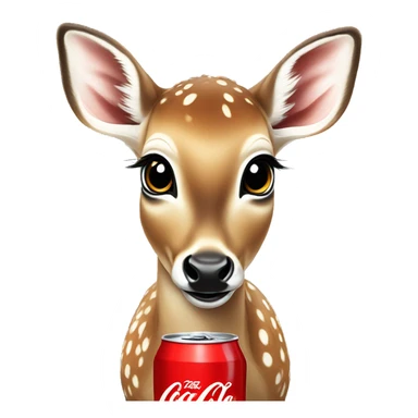 baby deer sipping on Coca Cola No Sugar sticker