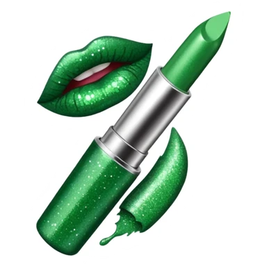 green lipstick with glitter sticker