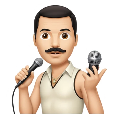 Freddie Mercury with mustache and microphone in iconic pose sticker