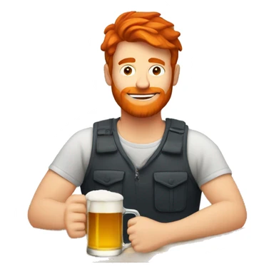 guy drinking beer with red hair sticker