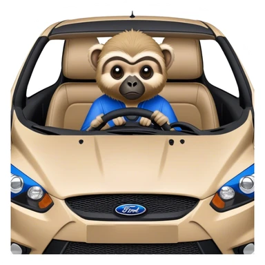 Gibbon driving a blue ford focus RS sticker