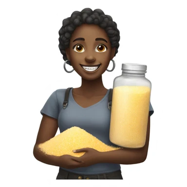 Happy black girl with a pile of salt sticker