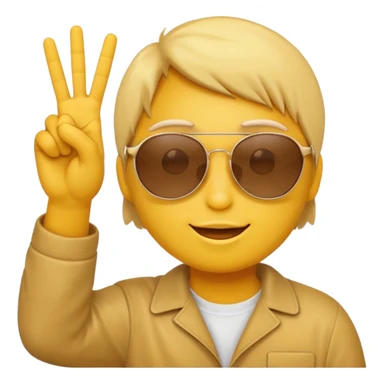 the yellow circle wearing sun glasses emoji holding up a peace sign sticker